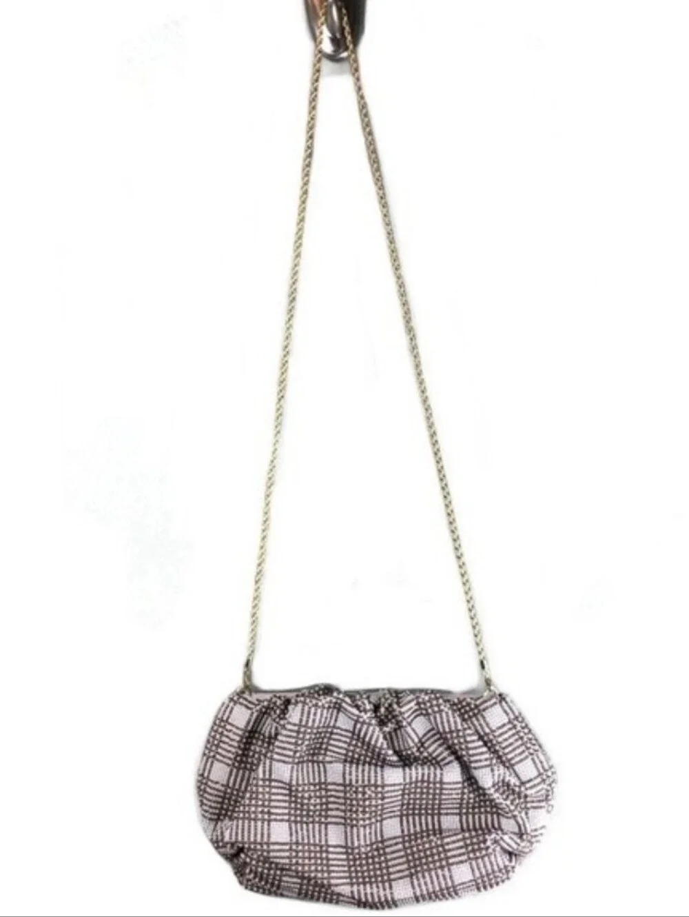 NWOT Loeffler Randall Mini Analeigh Plaid Diamante Beaded Twisted Chain Clutch